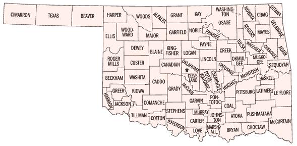 Map of Oklahoma Counties